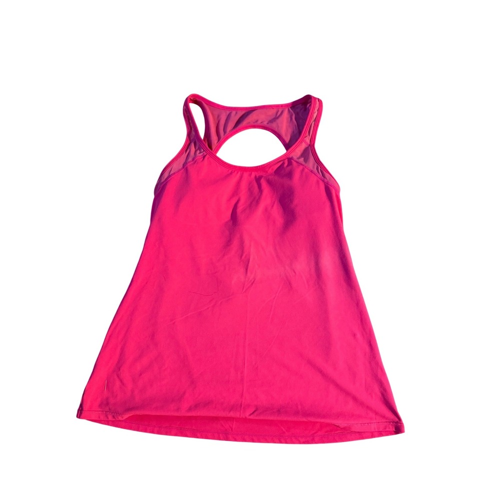 Fabletics Womens Hot Pink Strappy Back Activewear Tank Top with Built-in Bra